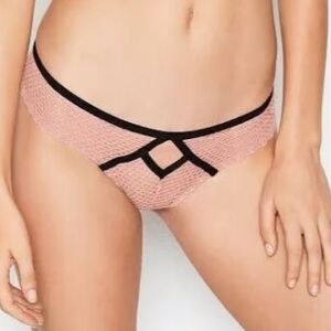 Victoria's Secret Lurex Rose Gold Shimmer Strappy Cheeky Panty Very Sexy New L